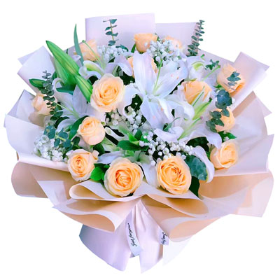大同16朵香槟玫瑰2支百合，爱的温暖和幸福