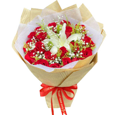 大同19朵红玫瑰1支百合，永恒之美