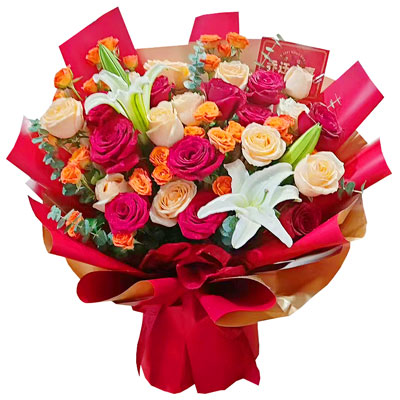 大同19朵玫瑰百合，爱情永不凋零