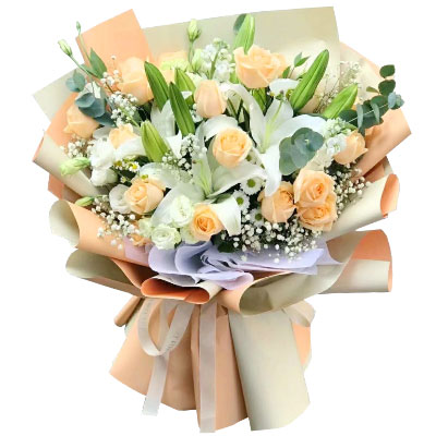 大同19朵香槟玫瑰百合，你是我的真爱