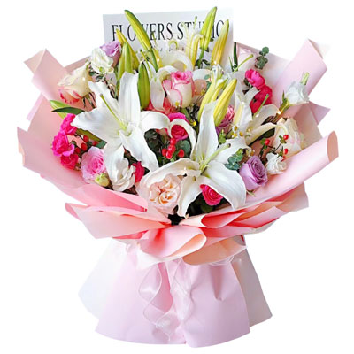 大同11朵玫瑰百合混搭，与你相处的幸福