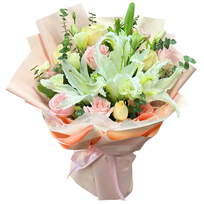 大同10朵玫瑰百合混搭，爱是难忘时刻